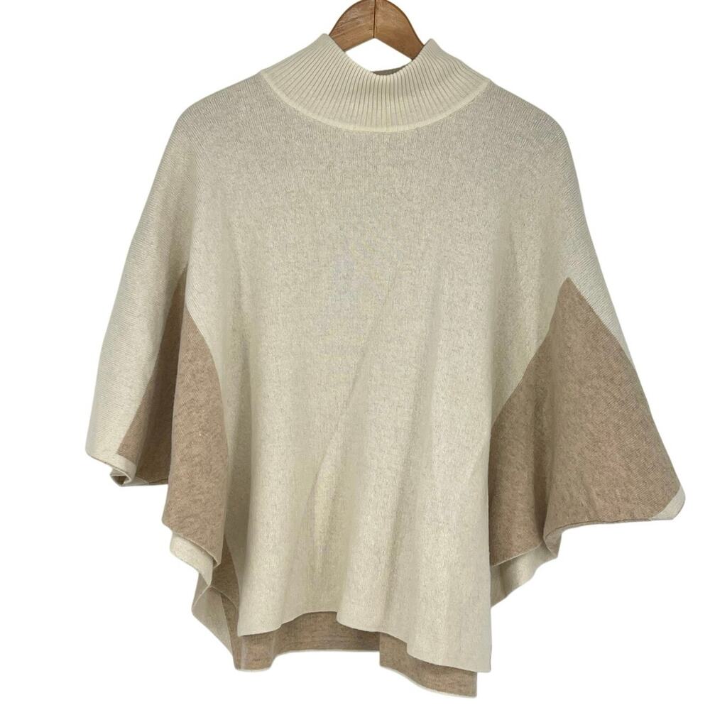 Note di‎ Anita Wool Cashmere Blend High Neck Poncho Sweater One Size Cozy Luxury